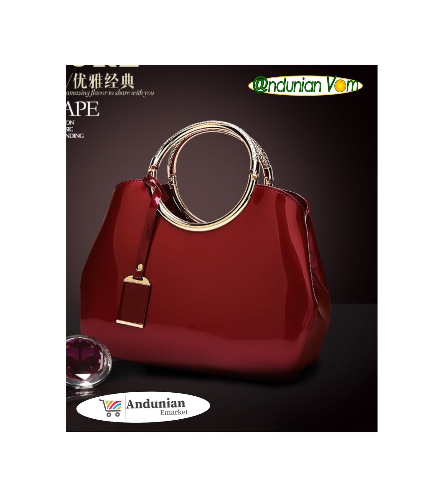 SAC A MAIN EN CUIRE VERNI POUR FEMME
