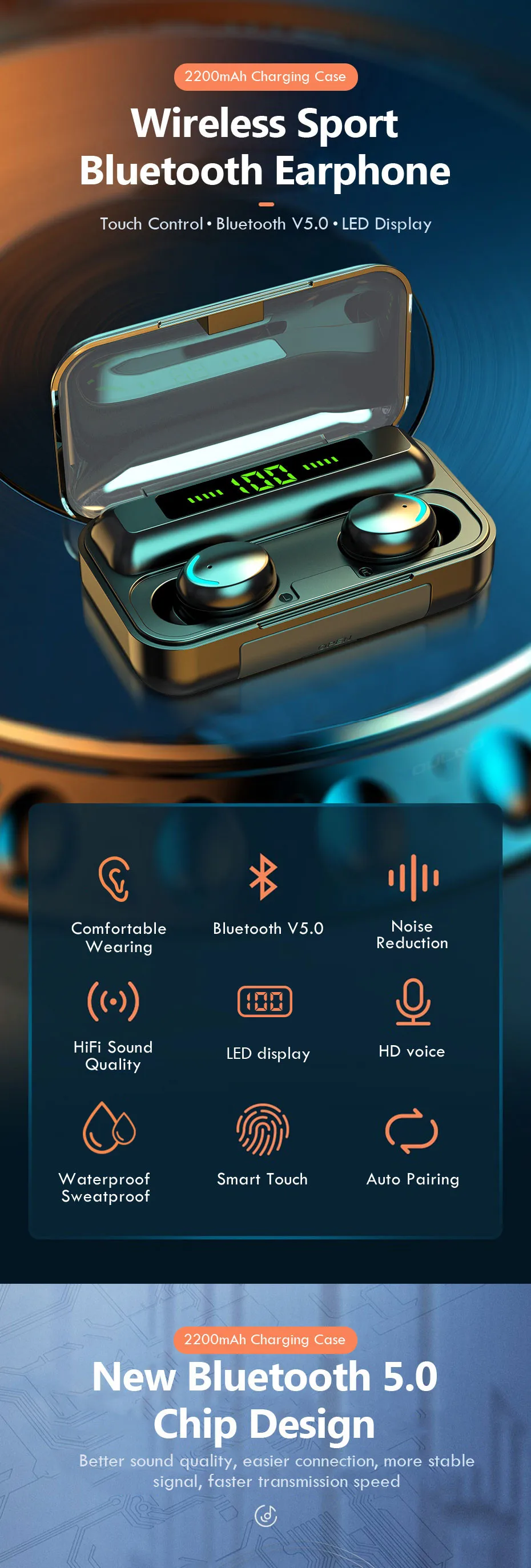 ECOUTEURS SANS FIL BLUETOOTH 5.0™